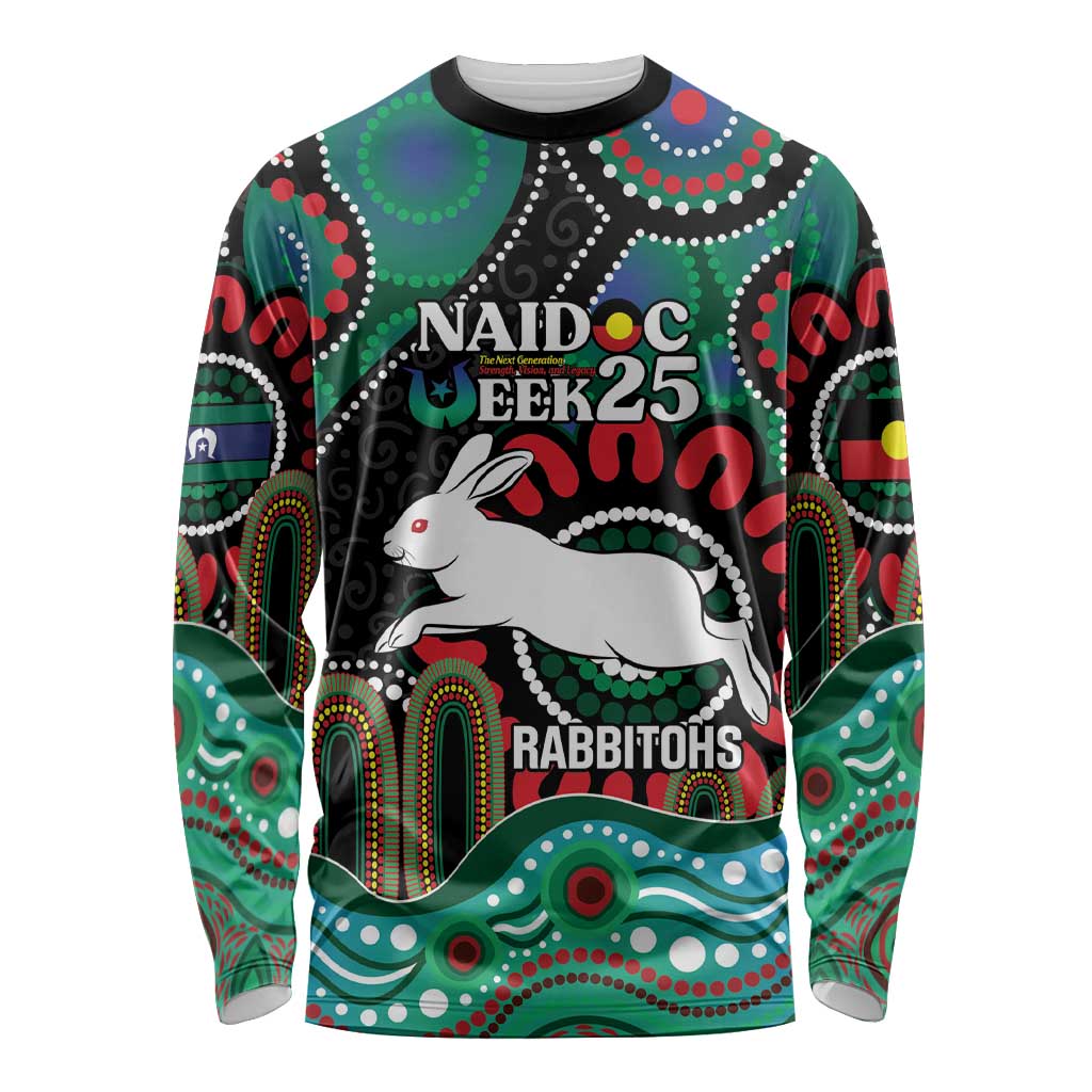 Custom NAIDOC Week 2025 Rabbitohs Long Sleeve Shirt Go Souths Indigenous Art