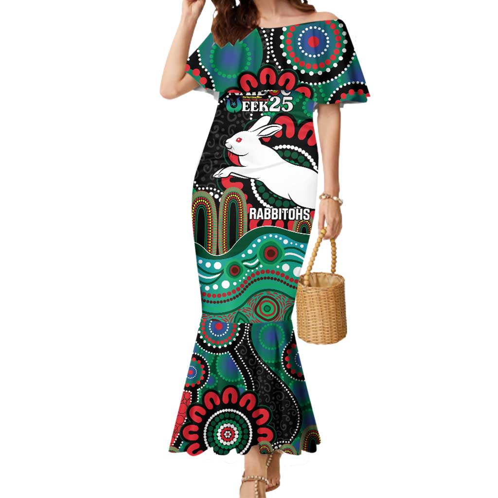 Custom NAIDOC Week 2025 Rabbitohs Mermaid Dress Go Souths Indigenous Art