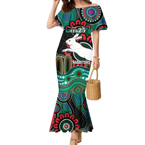 Custom NAIDOC Week 2025 Rabbitohs Mermaid Dress Go Souths Indigenous Art