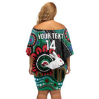 Custom NAIDOC Week 2025 Rabbitohs Off Shoulder Short Dress Go Souths Indigenous Art