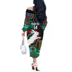Custom NAIDOC Week 2025 Rabbitohs Off The Shoulder Long Sleeve Dress Go Souths Indigenous Art