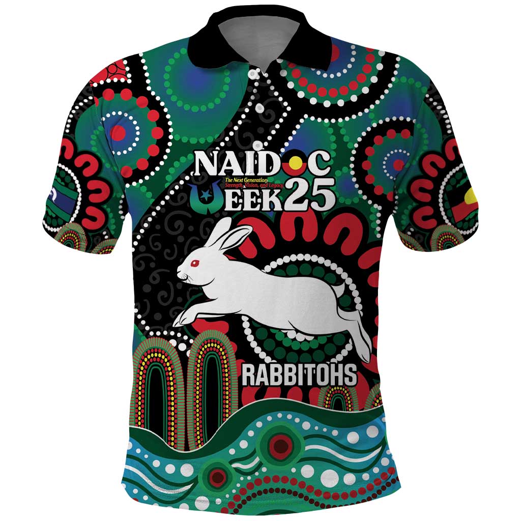 Custom NAIDOC Week 2025 Rabbitohs Polo Shirt Go Souths Indigenous Art