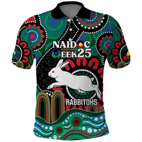 Custom NAIDOC Week 2025 Rabbitohs Polo Shirt Go Souths Indigenous Art