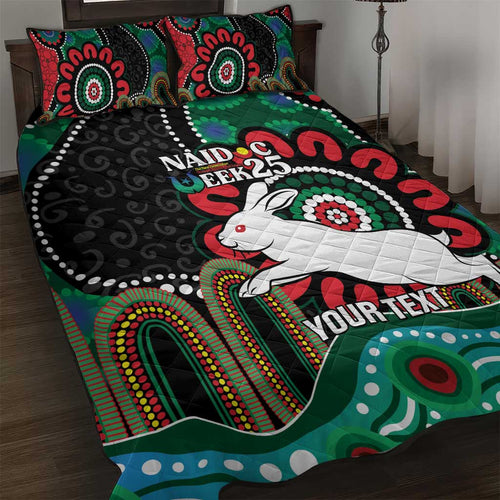 Custom NAIDOC Week 2025 Rabbitohs Quilt Bed Set Go Souths Indigenous Art