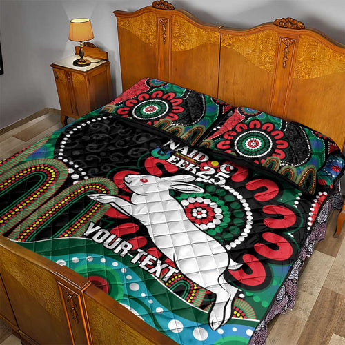 Custom NAIDOC Week 2025 Rabbitohs Quilt Bed Set Go Souths Indigenous Art