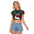 Custom NAIDOC Week 2025 Rabbitohs Raglan Cropped T Shirt Go Souths Indigenous Art