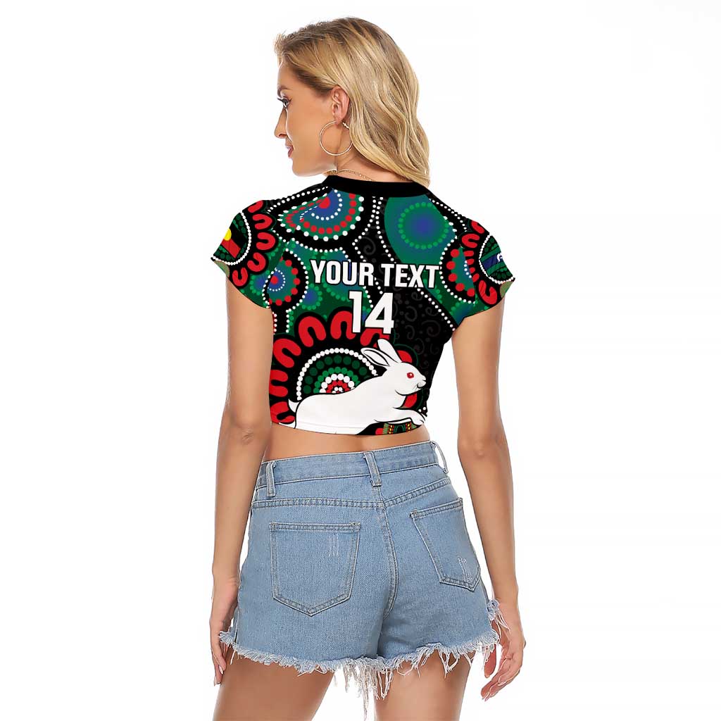 Custom NAIDOC Week 2025 Rabbitohs Raglan Cropped T Shirt Go Souths Indigenous Art