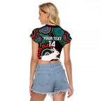Custom NAIDOC Week 2025 Rabbitohs Raglan Cropped T Shirt Go Souths Indigenous Art