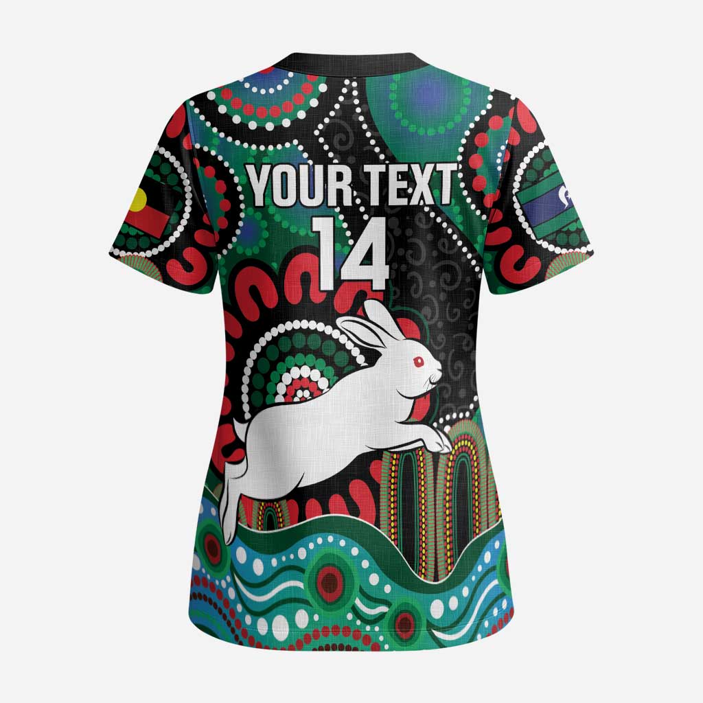 Custom NAIDOC Week 2025 Rabbitohs Scrub Top Go Souths Indigenous Art LT14