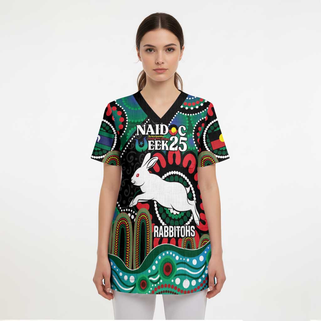 Custom NAIDOC Week 2025 Rabbitohs Scrub Top Go Souths Indigenous Art LT14