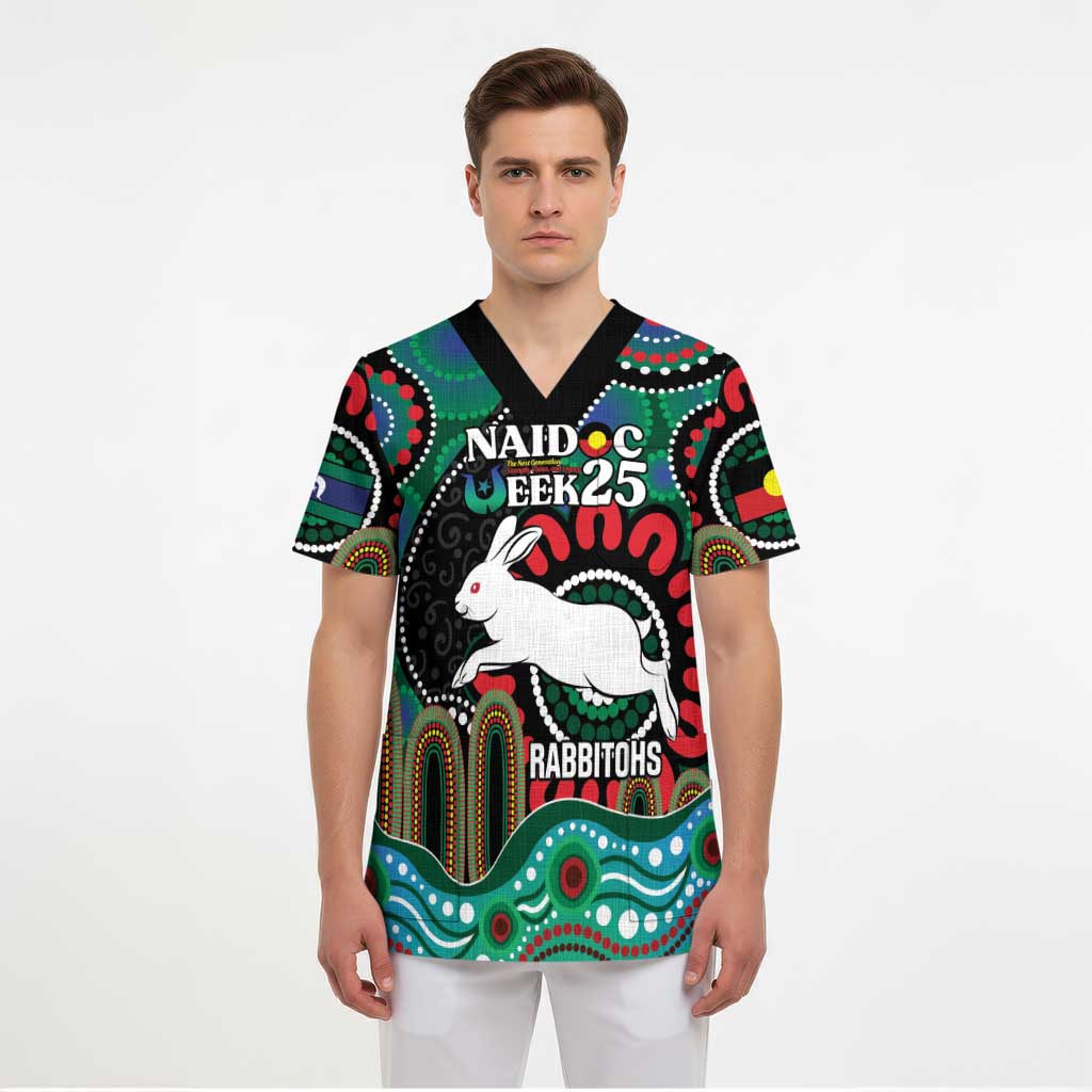 Custom NAIDOC Week 2025 Rabbitohs Scrub Top Go Souths Indigenous Art LT14