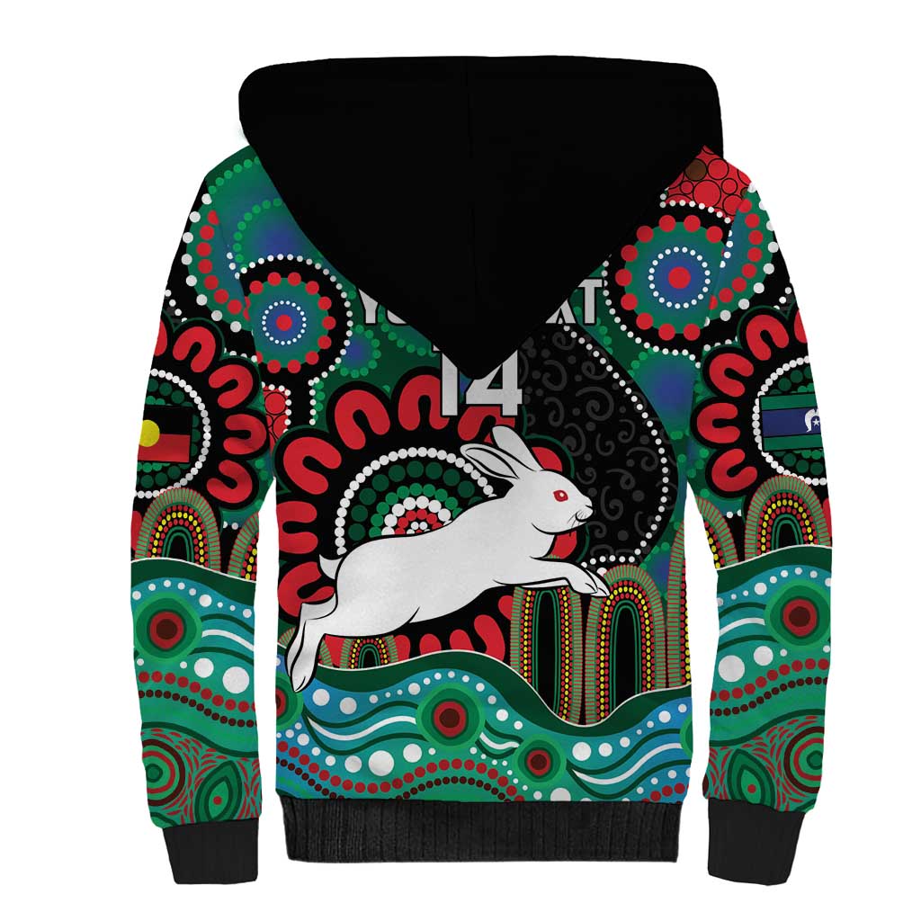 Custom NAIDOC Week 2025 Rabbitohs Sherpa Hoodie Go Souths Indigenous Art