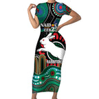 Custom NAIDOC Week 2025 Rabbitohs Short Sleeve Bodycon Dress Go Souths Indigenous Art