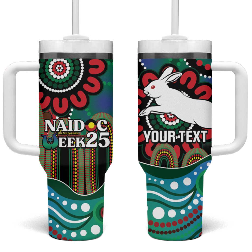 Custom NAIDOC Week 2025 Rabbitohs Tumbler With Handle Go Souths Indigenous Art