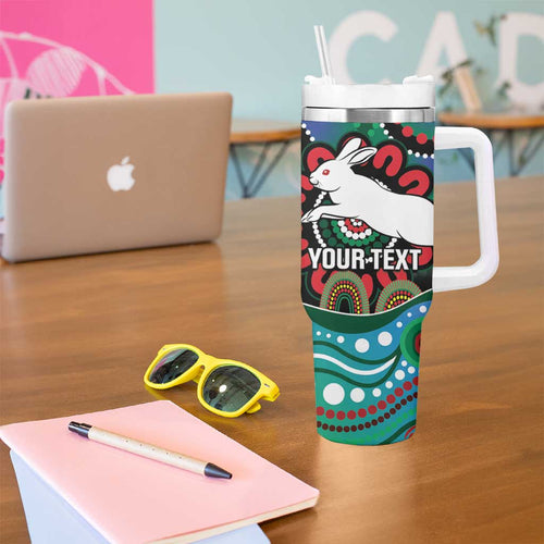 Custom NAIDOC Week 2025 Rabbitohs Tumbler With Handle Go Souths Indigenous Art
