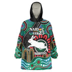 Custom NAIDOC Week 2025 Rabbitohs Wearable Blanket Hoodie Go Souths Indigenous Art