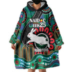 Custom NAIDOC Week 2025 Rabbitohs Wearable Blanket Hoodie Go Souths Indigenous Art