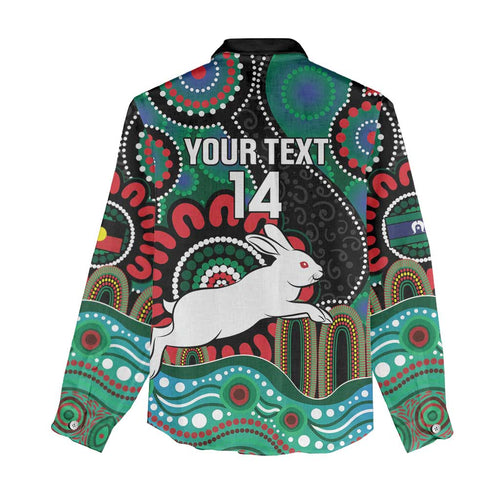 Custom NAIDOC Week 2025 Rabbitohs Women Casual Shirt Go Souths Indigenous Art