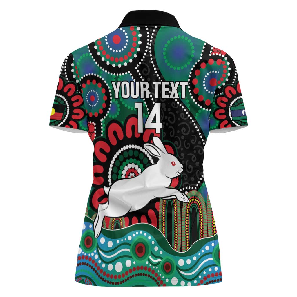 Custom NAIDOC Week 2025 Rabbitohs Women Polo Shirt Go Souths Indigenous Art