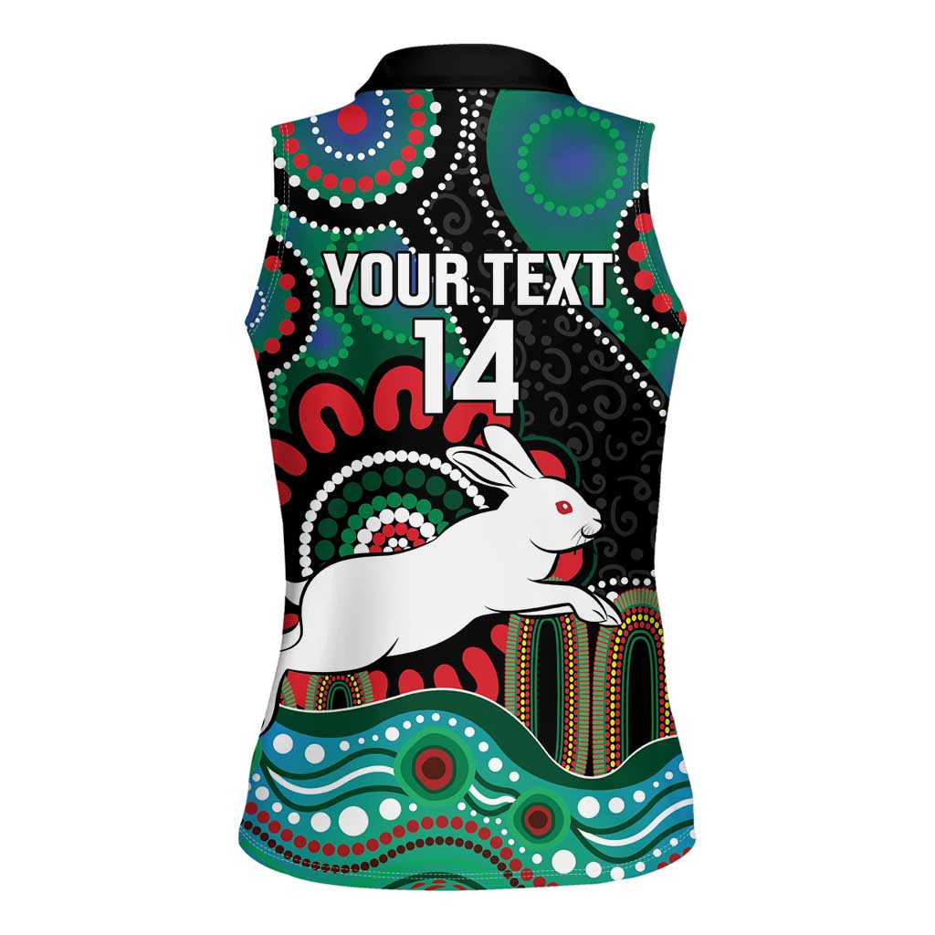 Custom NAIDOC Week 2025 Rabbitohs Women Sleeveless Polo Shirt Go Souths Indigenous Art