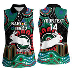 Custom NAIDOC Week 2025 Rabbitohs Women Sleeveless Polo Shirt Go Souths Indigenous Art