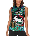 Custom NAIDOC Week 2025 Rabbitohs Women Sleeveless Polo Shirt Go Souths Indigenous Art