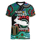 Custom NAIDOC Week 2025 Rabbitohs Women V-Neck T-Shirt Go Souths Indigenous Art
