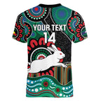 Custom NAIDOC Week 2025 Rabbitohs Women V-Neck T-Shirt Go Souths Indigenous Art