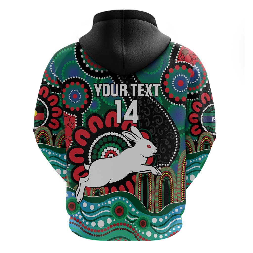 Custom NAIDOC Week 2025 Rabbitohs Zip Hoodie Go Souths Indigenous Art