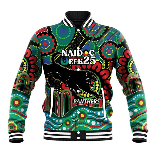 Custom NAIDOC Week 2025 Panthers Baseball Jacket Go Mountain Men Indigenous Art