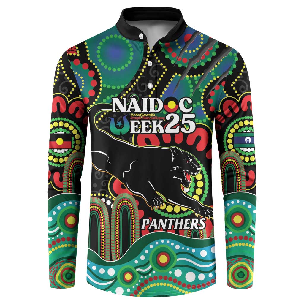 Custom NAIDOC Week 2025 Panthers Button Sweatshirt Go Mountain Men Indigenous Art