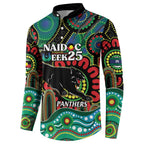 Custom NAIDOC Week 2025 Panthers Button Sweatshirt Go Mountain Men Indigenous Art
