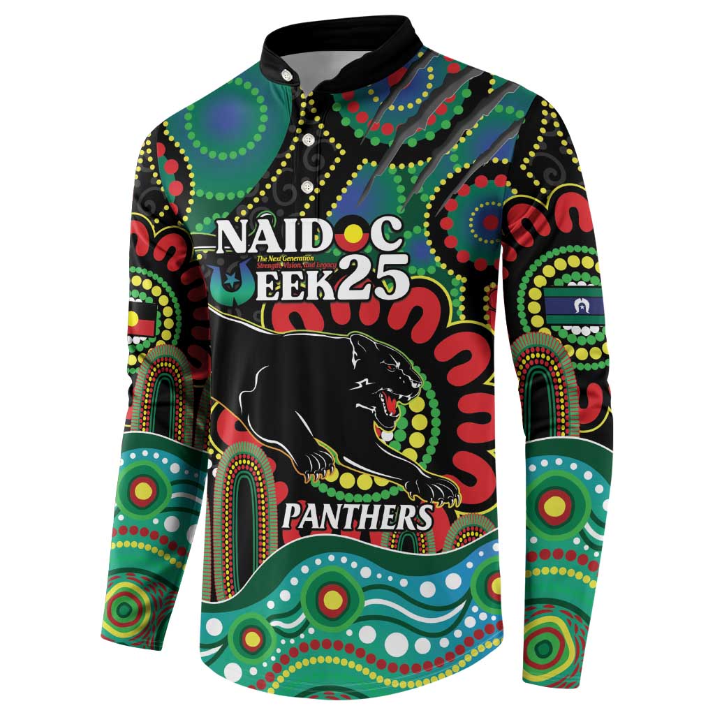 Custom NAIDOC Week 2025 Panthers Button Sweatshirt Go Mountain Men Indigenous Art