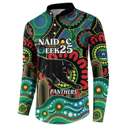 Custom NAIDOC Week 2025 Panthers Button Sweatshirt Go Mountain Men Indigenous Art
