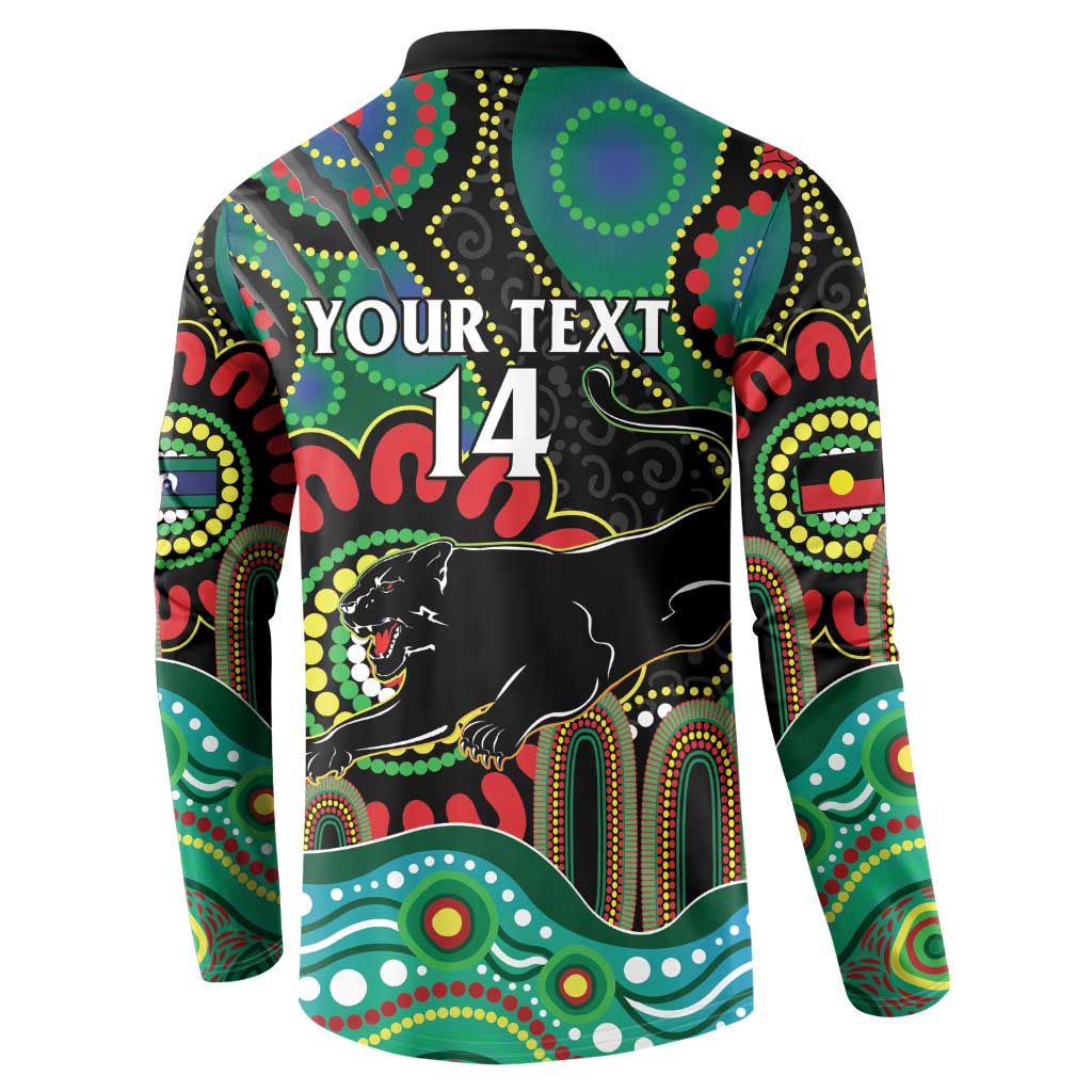Custom NAIDOC Week 2025 Panthers Button Sweatshirt Go Mountain Men Indigenous Art