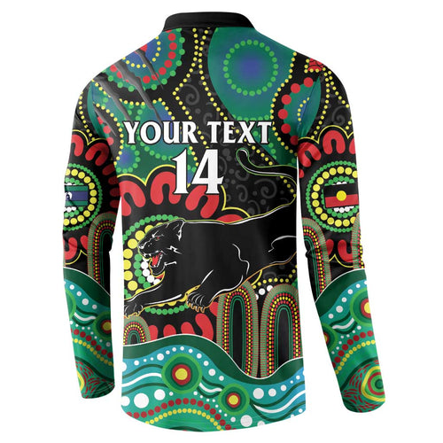 Custom NAIDOC Week 2025 Panthers Button Sweatshirt Go Mountain Men Indigenous Art