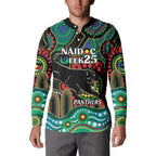 Custom NAIDOC Week 2025 Panthers Button Sweatshirt Go Mountain Men Indigenous Art