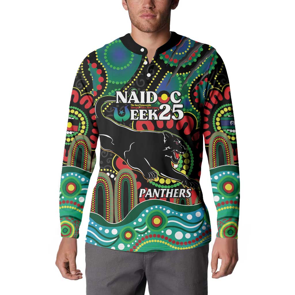 Custom NAIDOC Week 2025 Panthers Button Sweatshirt Go Mountain Men Indigenous Art