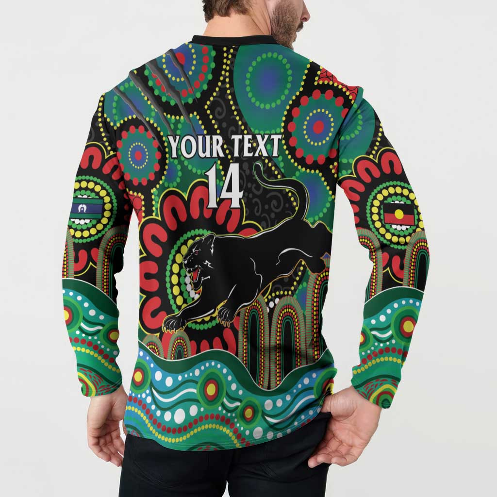 Custom NAIDOC Week 2025 Panthers Button Sweatshirt Go Mountain Men Indigenous Art
