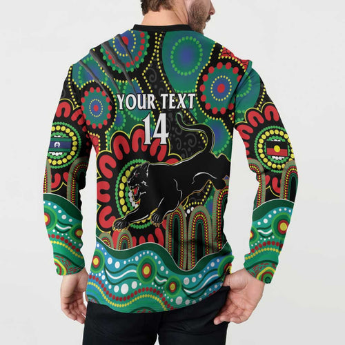 Custom NAIDOC Week 2025 Panthers Button Sweatshirt Go Mountain Men Indigenous Art