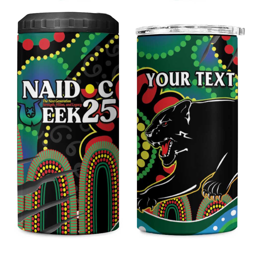 Custom NAIDOC Week 2025 Panthers 4 in 1 Can Cooler Tumbler Go Mountain Men Indigenous Art