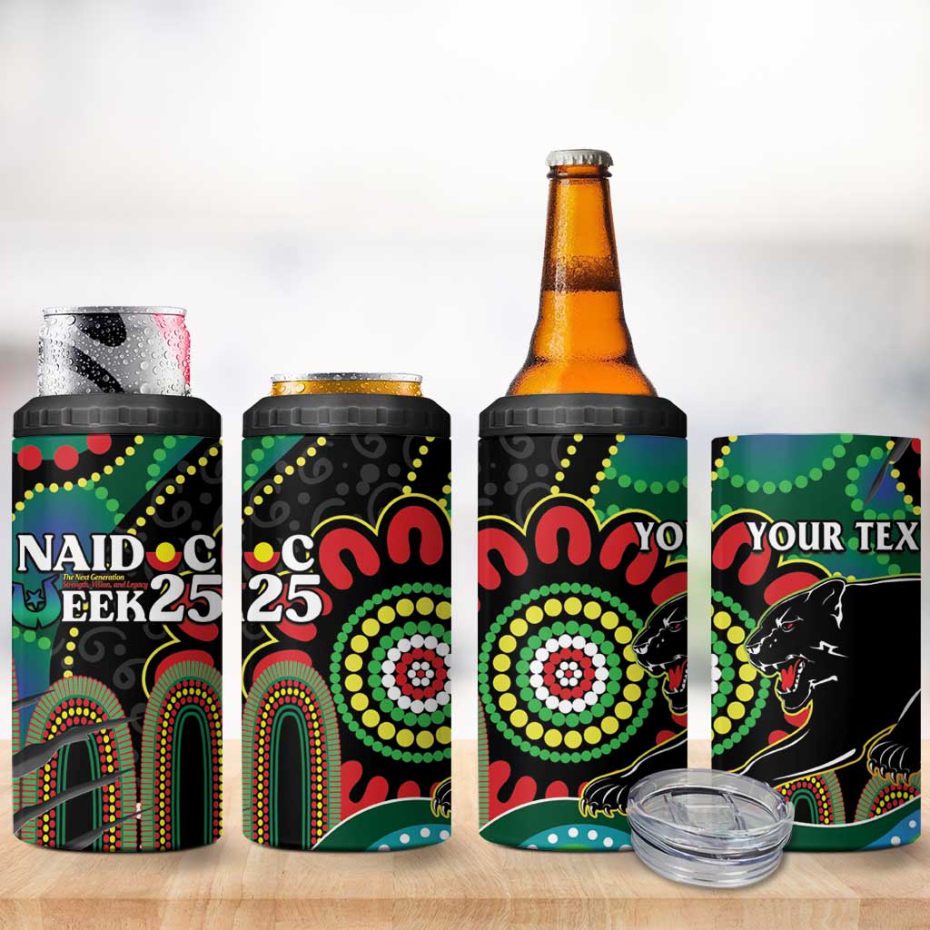 Custom NAIDOC Week 2025 Panthers 4 in 1 Can Cooler Tumbler Go Mountain Men Indigenous Art