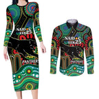 Custom NAIDOC Week 2025 Panthers Couples Matching Long Sleeve Bodycon Dress and Long Sleeve Button Shirt Go Mountain Men Indigenous Art