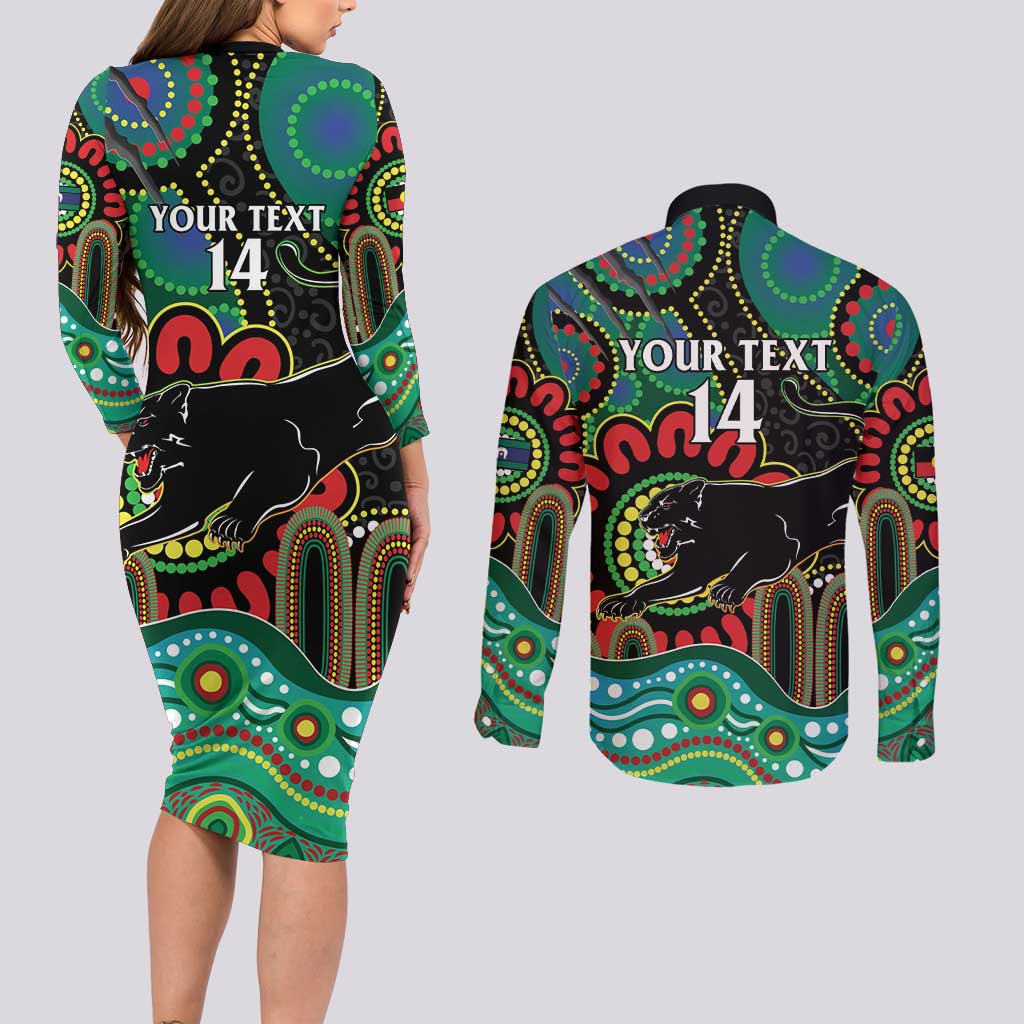 Custom NAIDOC Week 2025 Panthers Couples Matching Long Sleeve Bodycon Dress and Long Sleeve Button Shirt Go Mountain Men Indigenous Art