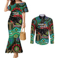 Custom NAIDOC Week 2025 Panthers Couples Matching Mermaid Dress and Long Sleeve Button Shirt Go Mountain Men Indigenous Art