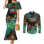 Custom NAIDOC Week 2025 Panthers Couples Matching Mermaid Dress and Long Sleeve Button Shirt Go Mountain Men Indigenous Art