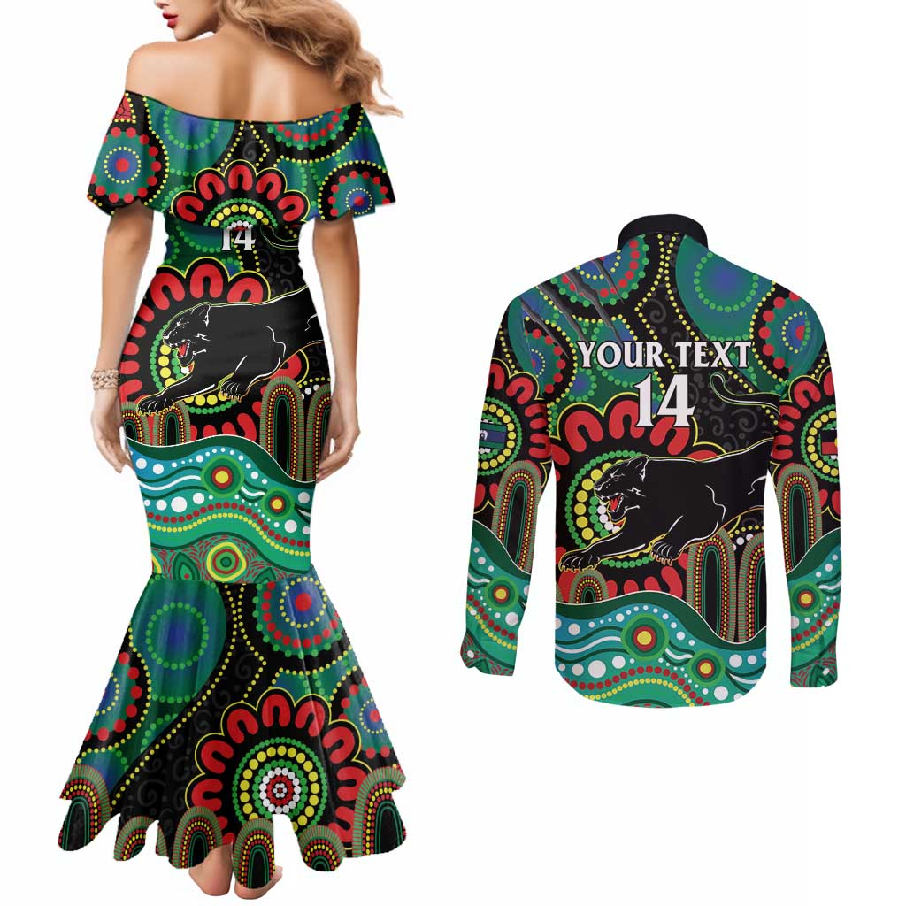Custom NAIDOC Week 2025 Panthers Couples Matching Mermaid Dress and Long Sleeve Button Shirt Go Mountain Men Indigenous Art