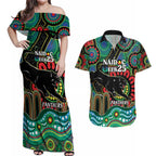 Custom NAIDOC Week 2025 Panthers Couples Matching Off Shoulder Maxi Dress and Hawaiian Shirt Go Mountain Men Indigenous Art