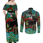 Custom NAIDOC Week 2025 Panthers Couples Matching Off Shoulder Maxi Dress and Long Sleeve Button Shirt Go Mountain Men Indigenous Art