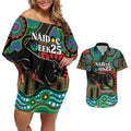 Custom NAIDOC Week 2025 Panthers Couples Matching Off Shoulder Short Dress and Hawaiian Shirt Go Mountain Men Indigenous Art